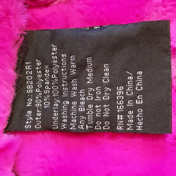 B. Coature NWT Black & Hot Pink Faux Fur Cropped Bomber Moto Jacket Size L - Picture 7 of 8